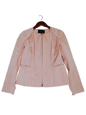 Lafayette 148 New York Jacket Women's 4 Coral Full-Zip Cropped Preppy Career